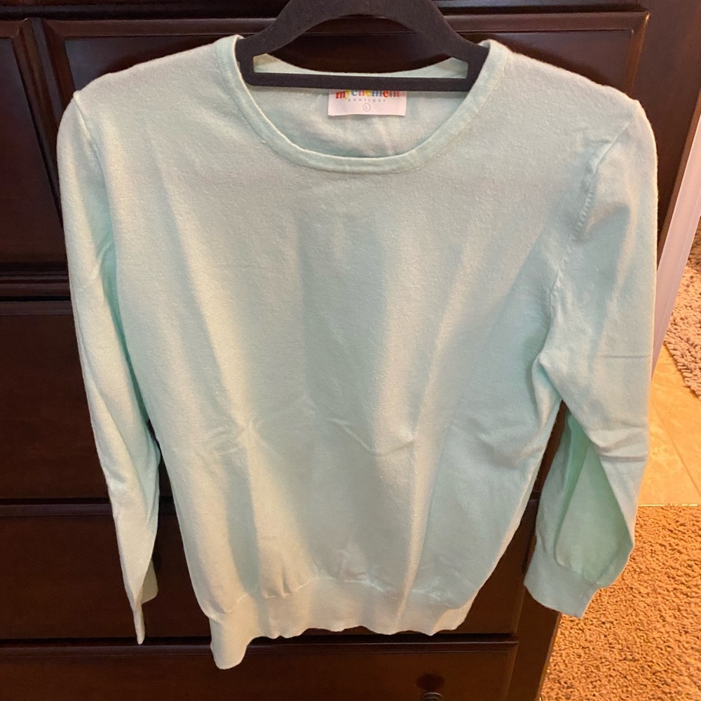 Womens myellement ice aqua crewneck Sweater size large